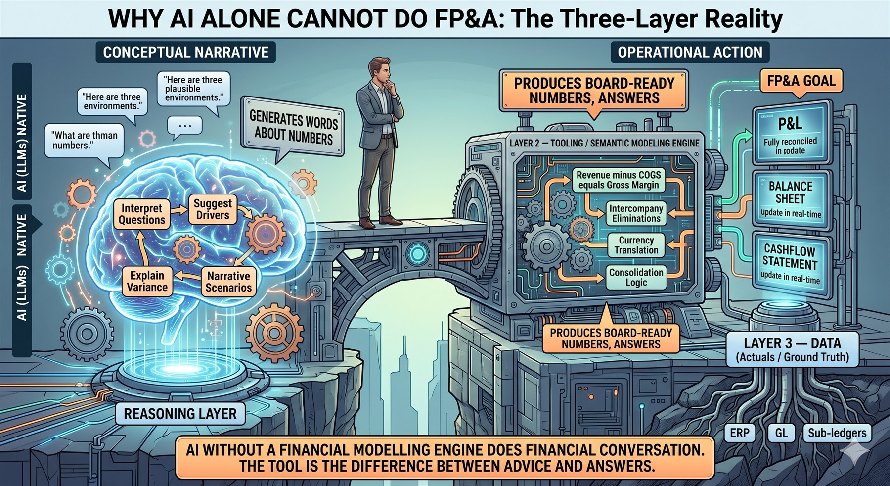 Why AI alone cannot do FP&A: the three-layer reality