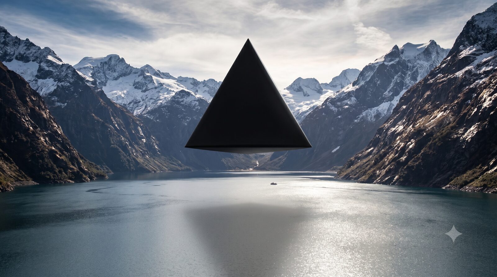 What is variance analysis? A dark monolithic delta, the Greek symbol for change, floating above a still fjord between snow-capped mountains: the gap between plan and actual given form
